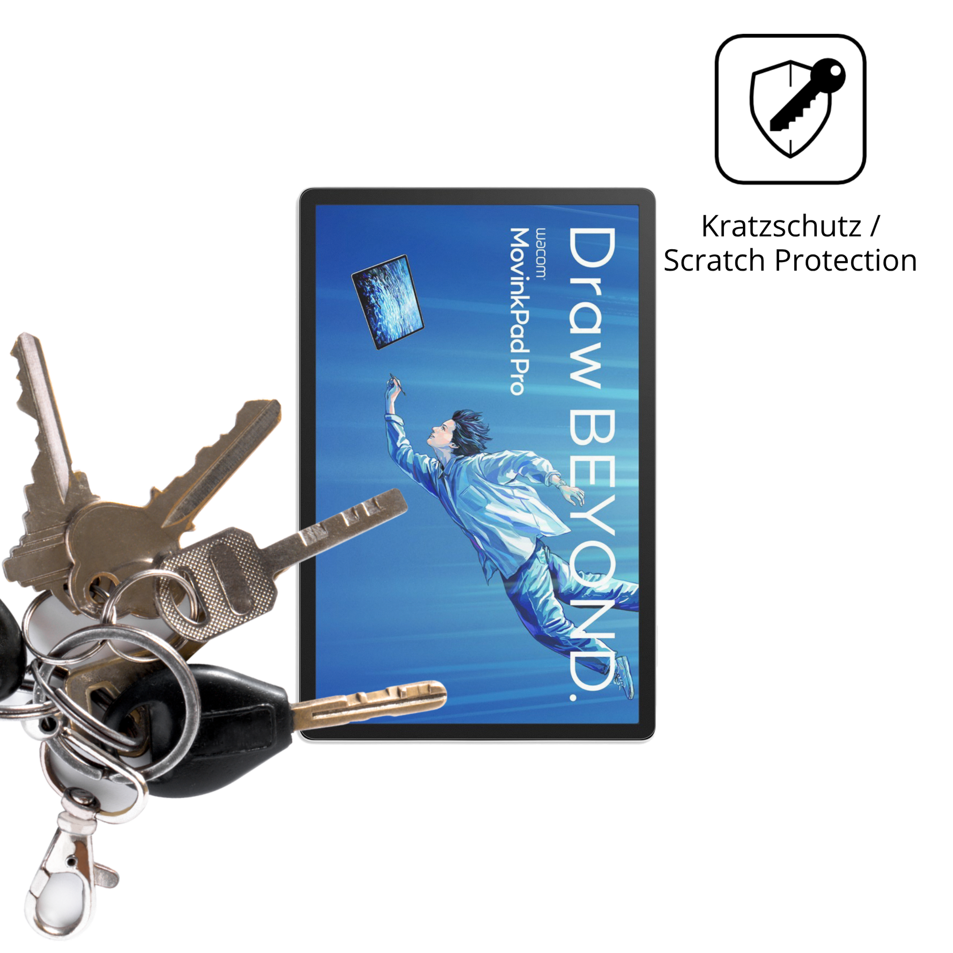 Schutz gegen Kratzer auf dem Wacom MovinkPad Pro 14 Glas durch Schlüssel oder Ähnliches