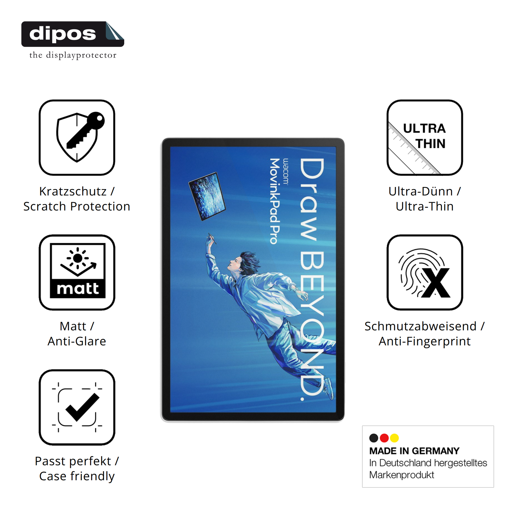 Displayschutz hergestellt in Deutschland, höchste Qualität made in Germany