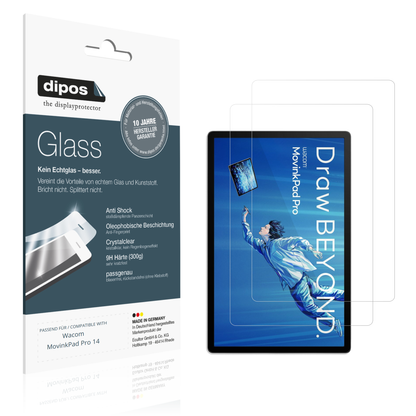 Klare Displayschutzfolie von dipos passend für Wacom MovinkPad Pro 14, 9H kratzfest und blasenfrei montiert