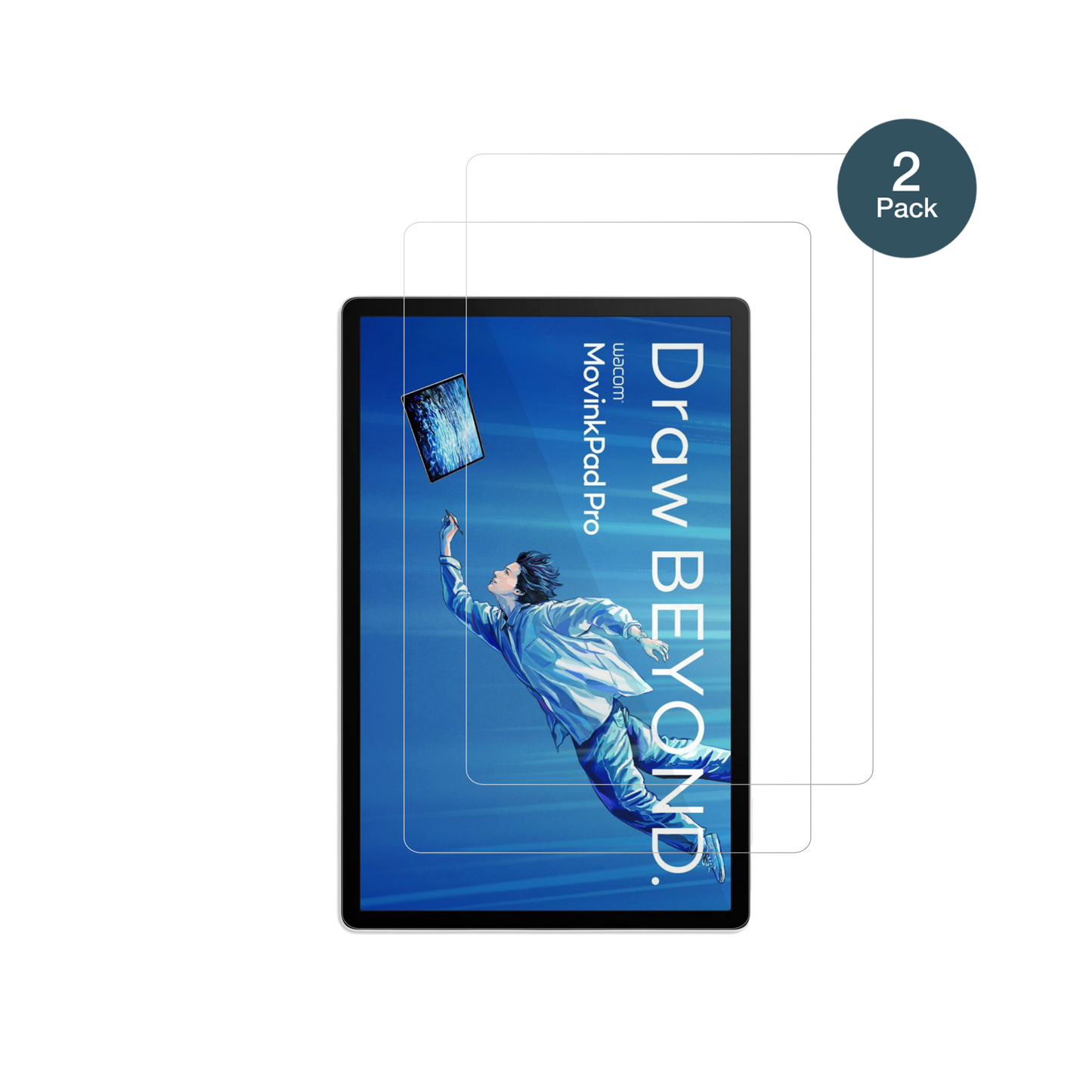 WacomMovinkPad Pro 14 mit aufgebrachter dipos Flex Schutzfolie, glasklare Darstellung ohne Einschränkungen