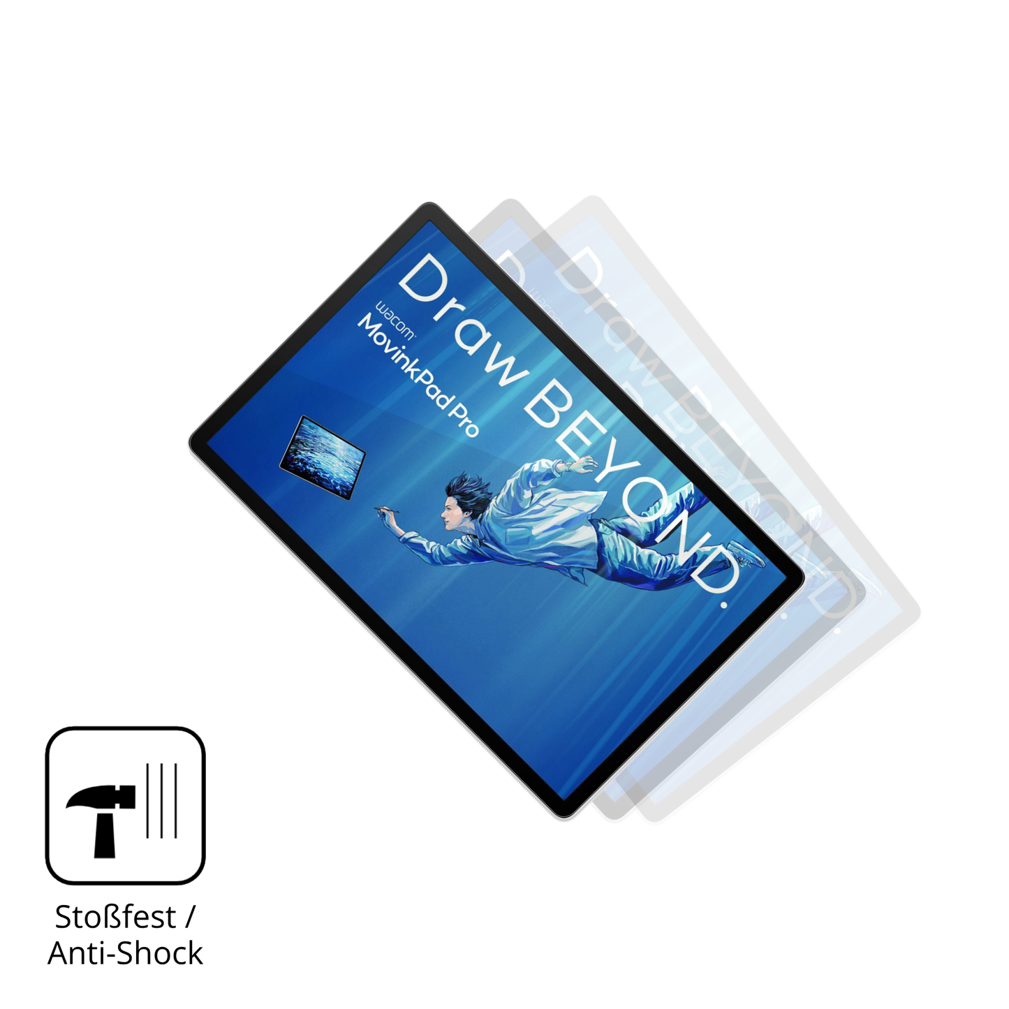 Schutz gegen Kratzer auf dem Wacom MovinkPad Pro 14 Glas durch Schlüssel, Stöße gegen die Tischkante oder Stürze