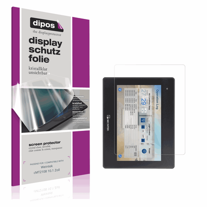 Klare Displayschutzfolie von dipos passend für Weintek cMT2108 10.1 Zoll, präziser Zuschnitt und blasenfrei montiert