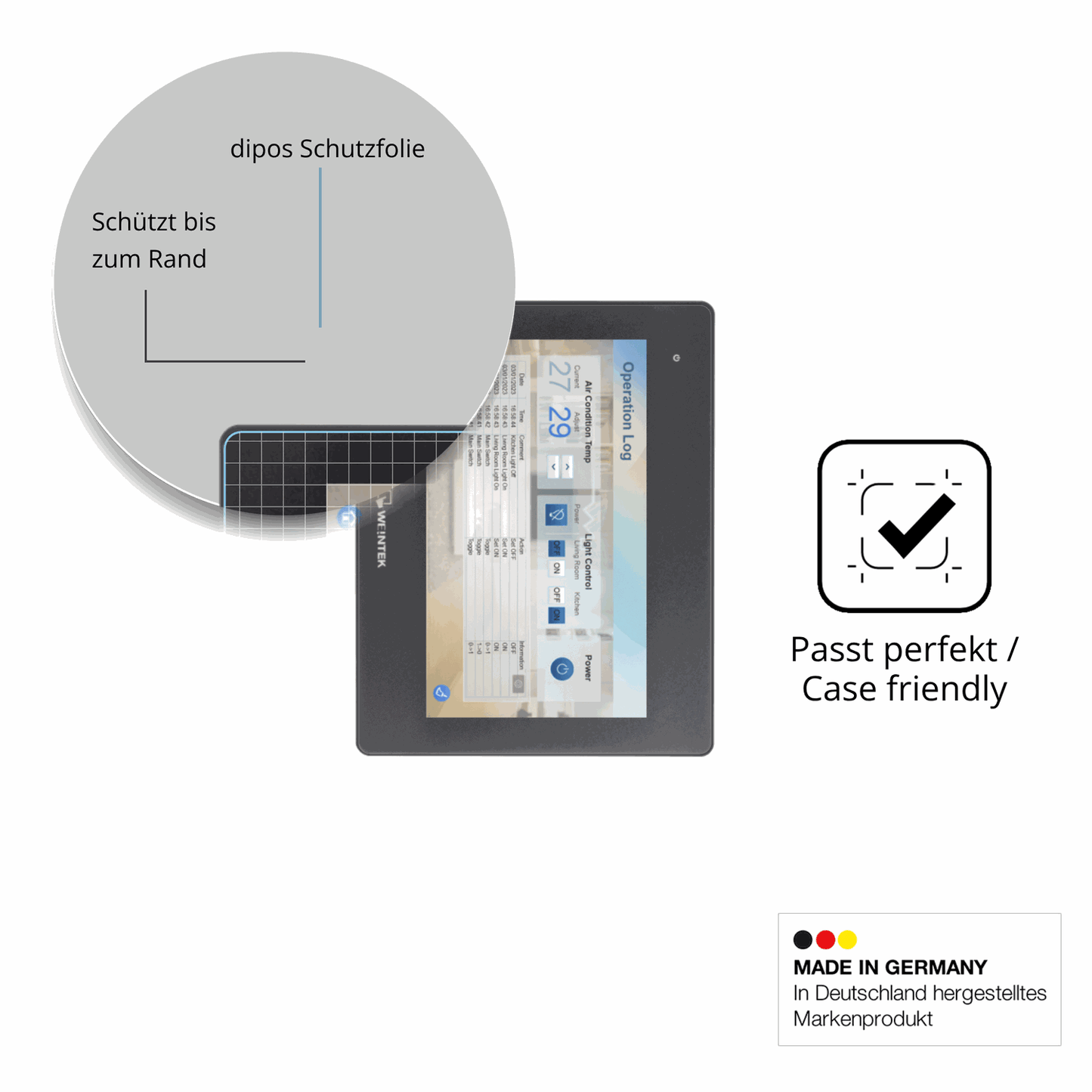 Schutzglasfolie mit optimaler Passform, zur Verwendung mit Hüllen geeignet