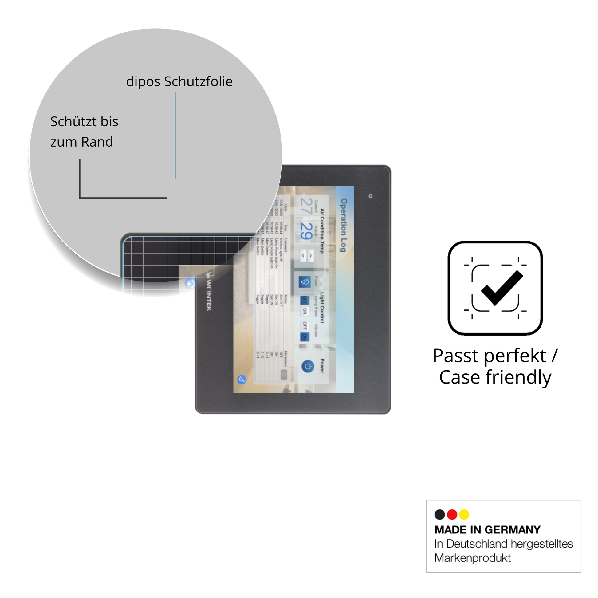 Schutzglasfolie mit optimaler Passform, zur Verwendung mit Hüllen geeignet