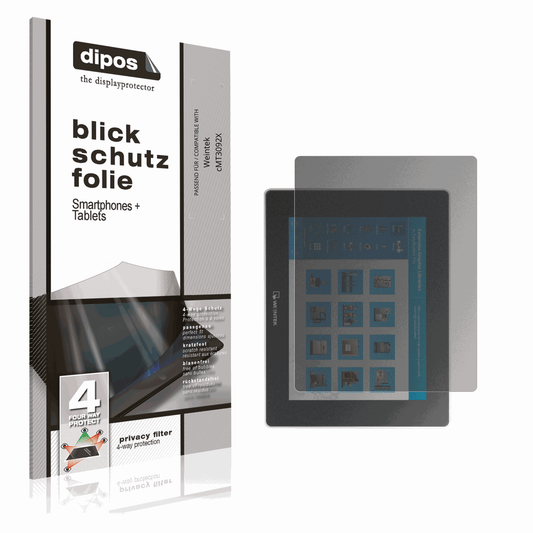 Blickschutzfolie von dipos passend für Weintek cMT3092X, präziser Zuschnitt und blasenfrei montiert
