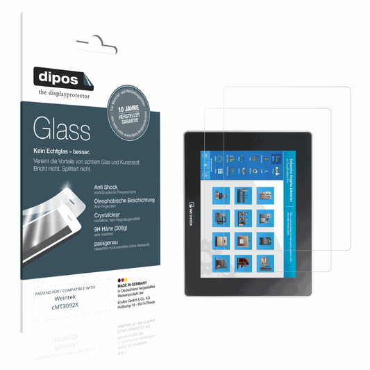 Klare Displayschutzfolie von dipos passend für Weintek cMT3092X, 9H kratzfest und blasenfrei montiert