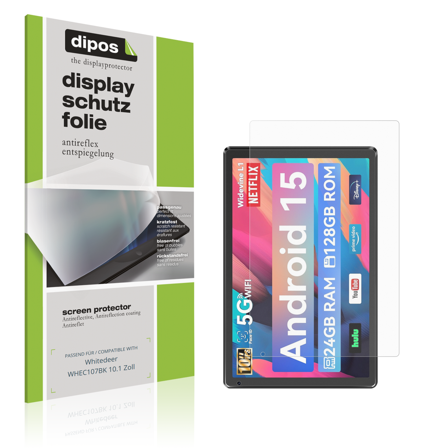 2x Schutzfolie matt für Whitedeer WHEC107BK 10.1 Zoll Display-Schutzfolie