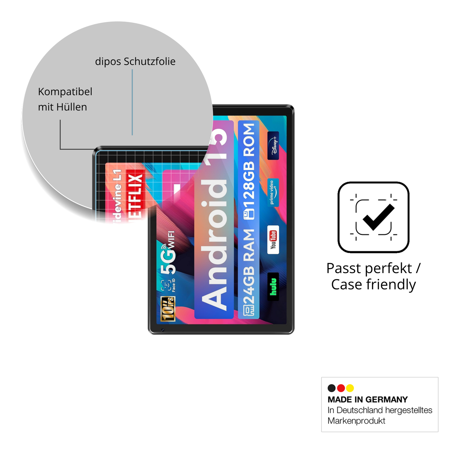 2x Schutzfolie klar für Whitedeer WHEC107BK 10.1 Zoll Display-Schutzfolie