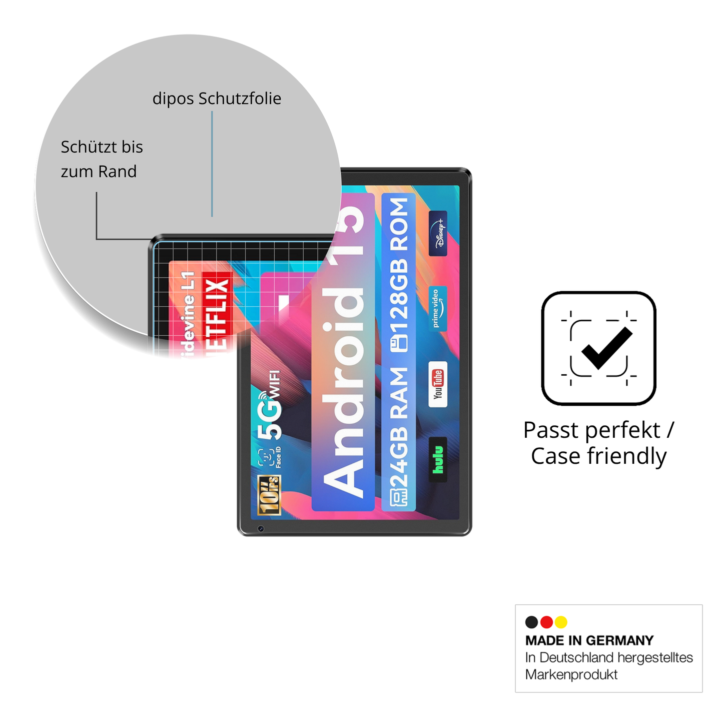 2x 9H Schutzfolie matt für Whitedeer WHEC107BK 10.1 Zoll Panzerfolie