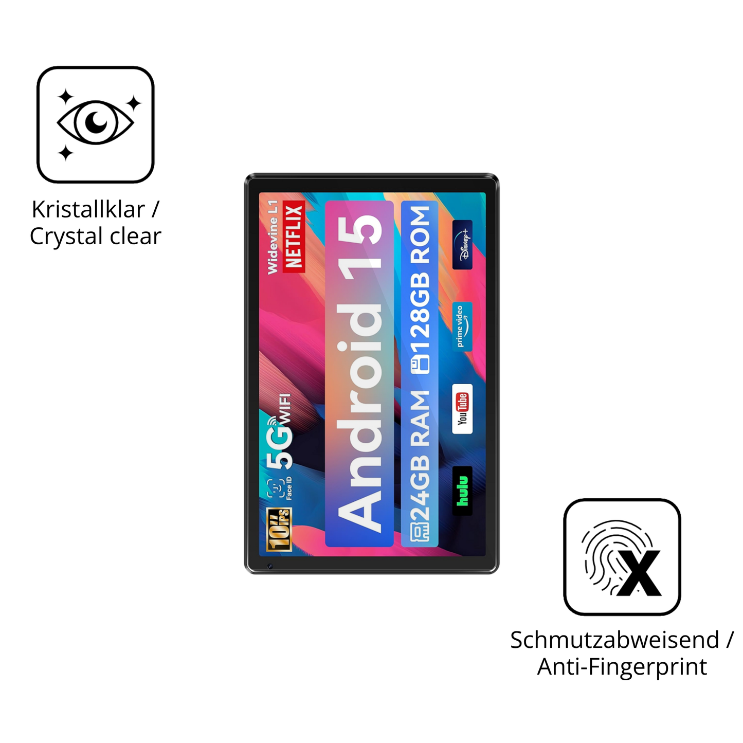 2x 9H Schutzfolie für Whitedeer WHEC107BK 10.1 Zoll Panzerfolie