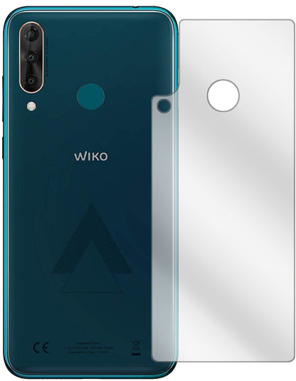 WikoView 3 Pro Rückseite mit aufgebrachter dipos Displayschutzfolie, glasklare Darstellung ohne Einschränkungen