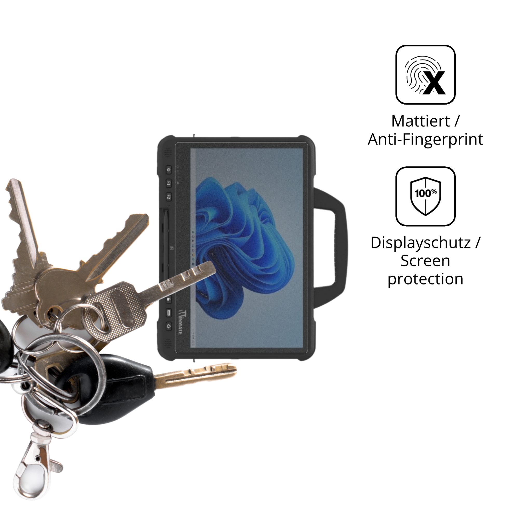 dipos Displayschutz für winmated140, mattierte Oberfläche, Blickschutzfilter und perfekter Passform