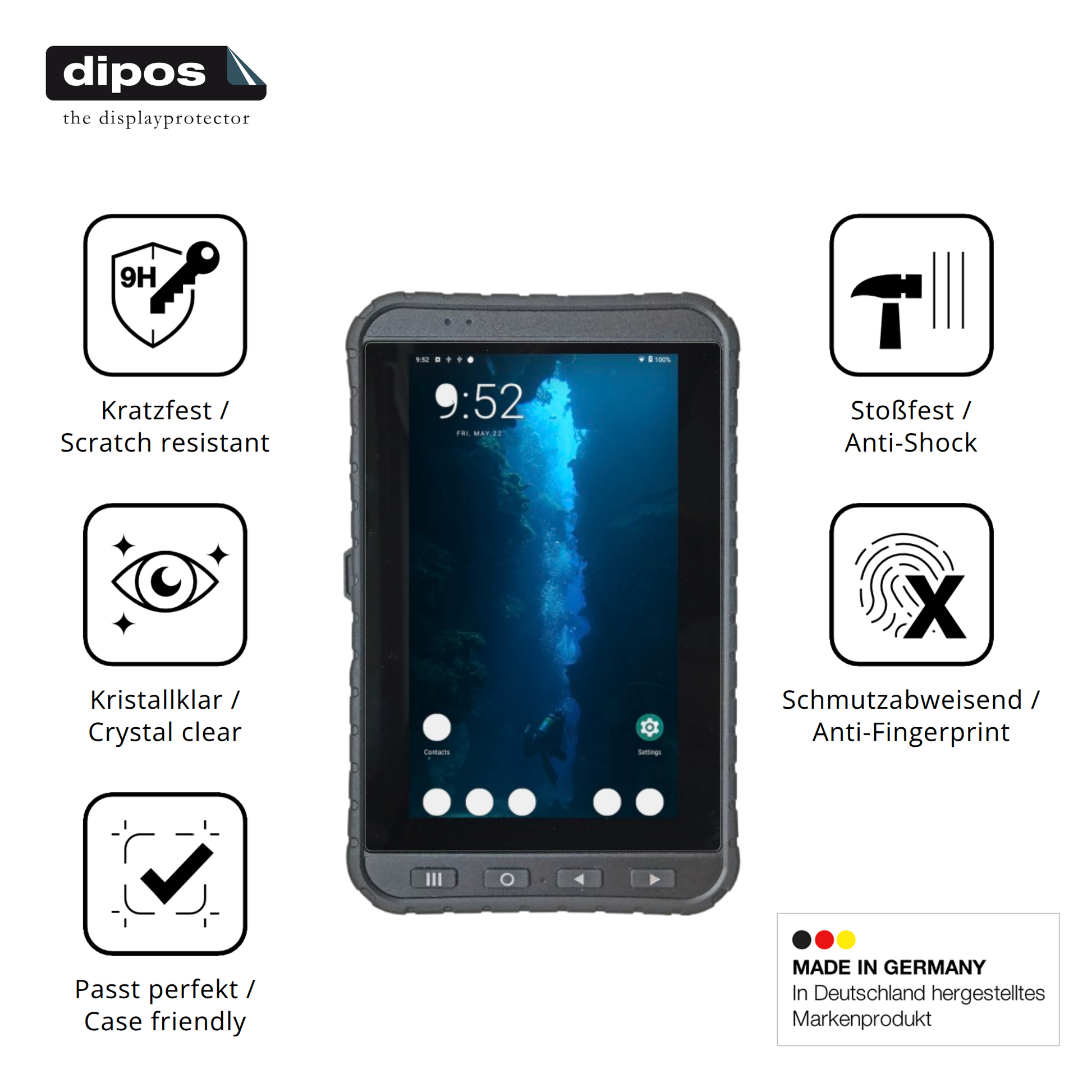 Displayschutz hergestellt in Deutschland, höchste Qualität made in Germany