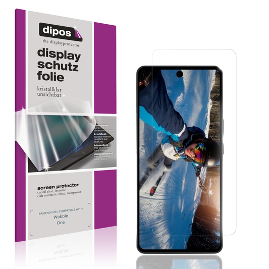 Klare Displayschutzfolie von dipos passend für Wobble One, präziser Zuschnitt und blasenfrei montiert