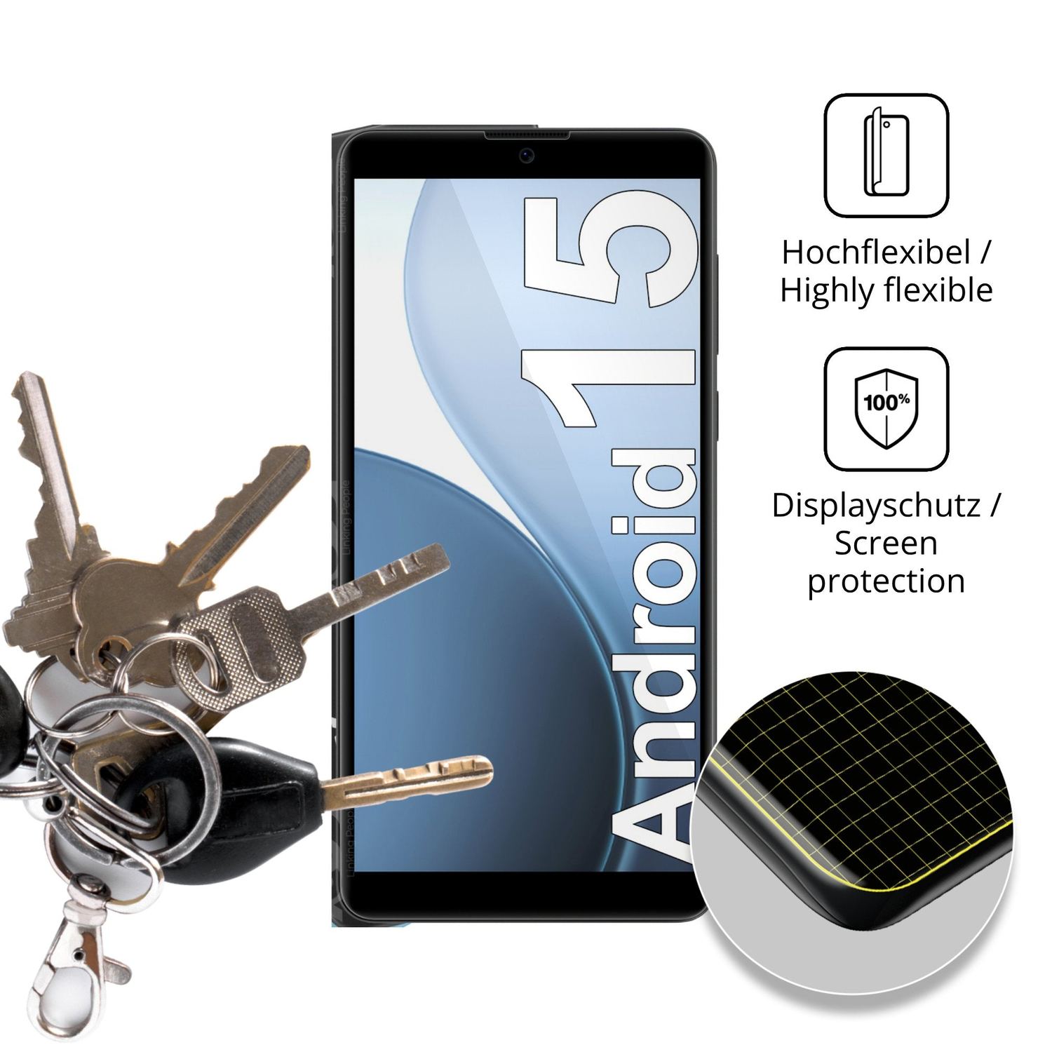 dipos Displayschutz für XGODY X33, transparente Oberfläche, geringe Dicke und perfekte Passform