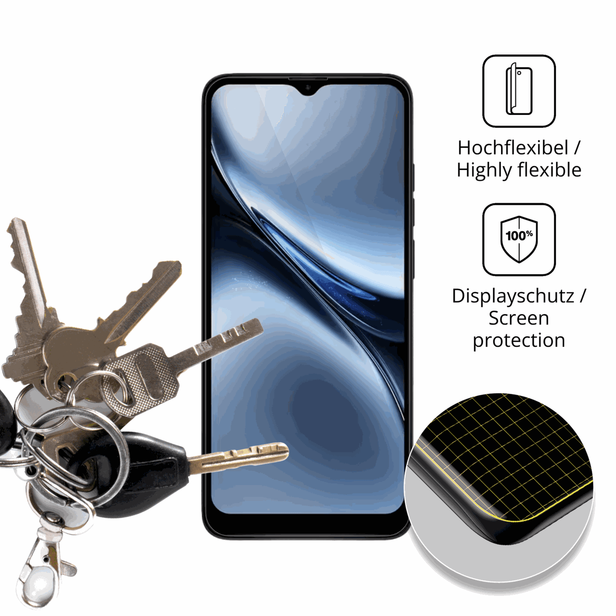 dipos Displayschutz für XGODY X36, transparente Oberfläche, geringe Dicke und perfekte Passform
