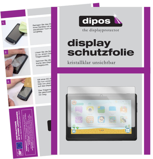 Klare Displayschutzfolie von dipos passend für XGODY T702 7 Zoll, präziser Zuschnitt und blasenfrei montiert