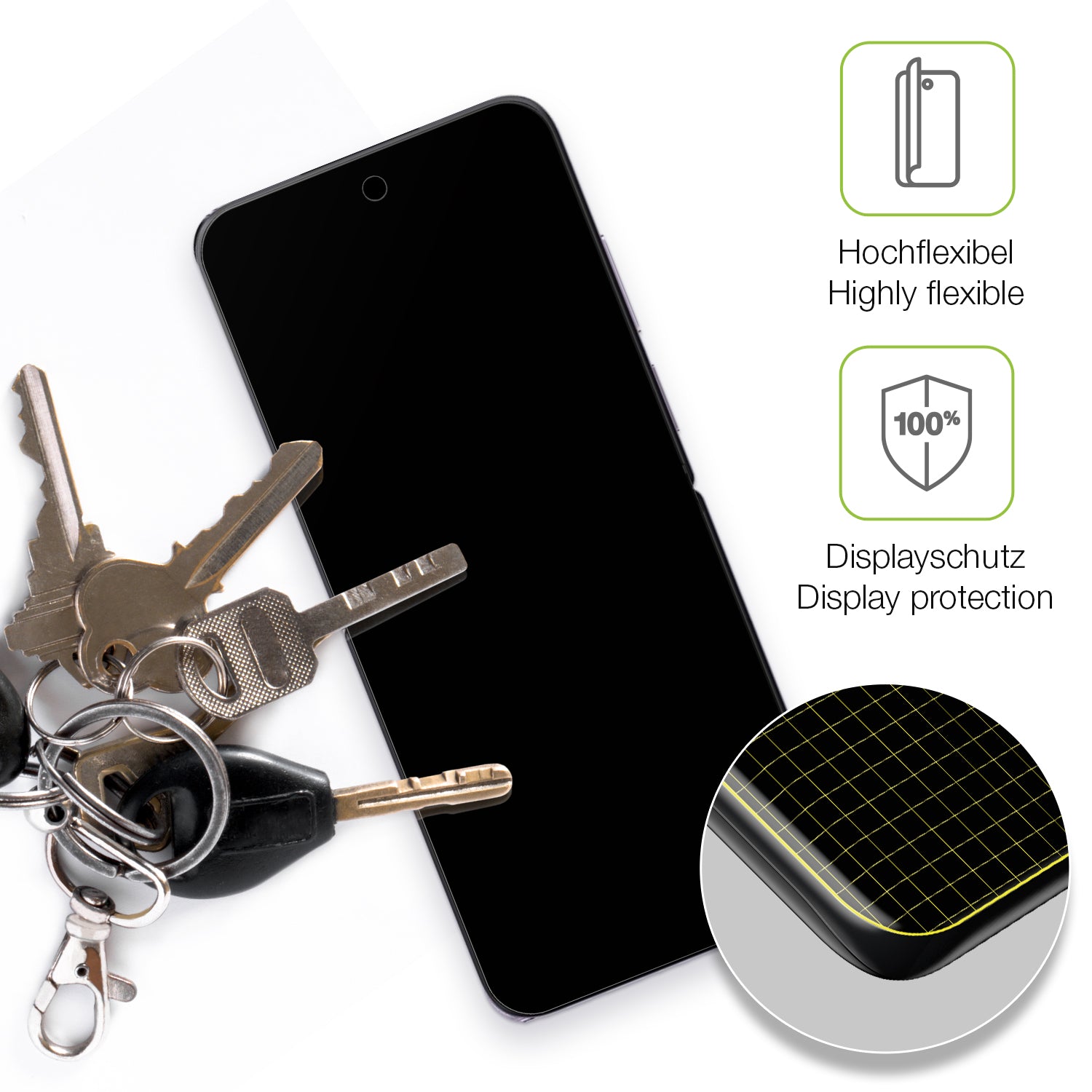 dipos Displayschutz für Xiaomi Mi Mix Flip (Innenseite), transparente Oberfläche, perfekte Passform auch für die Rundungen