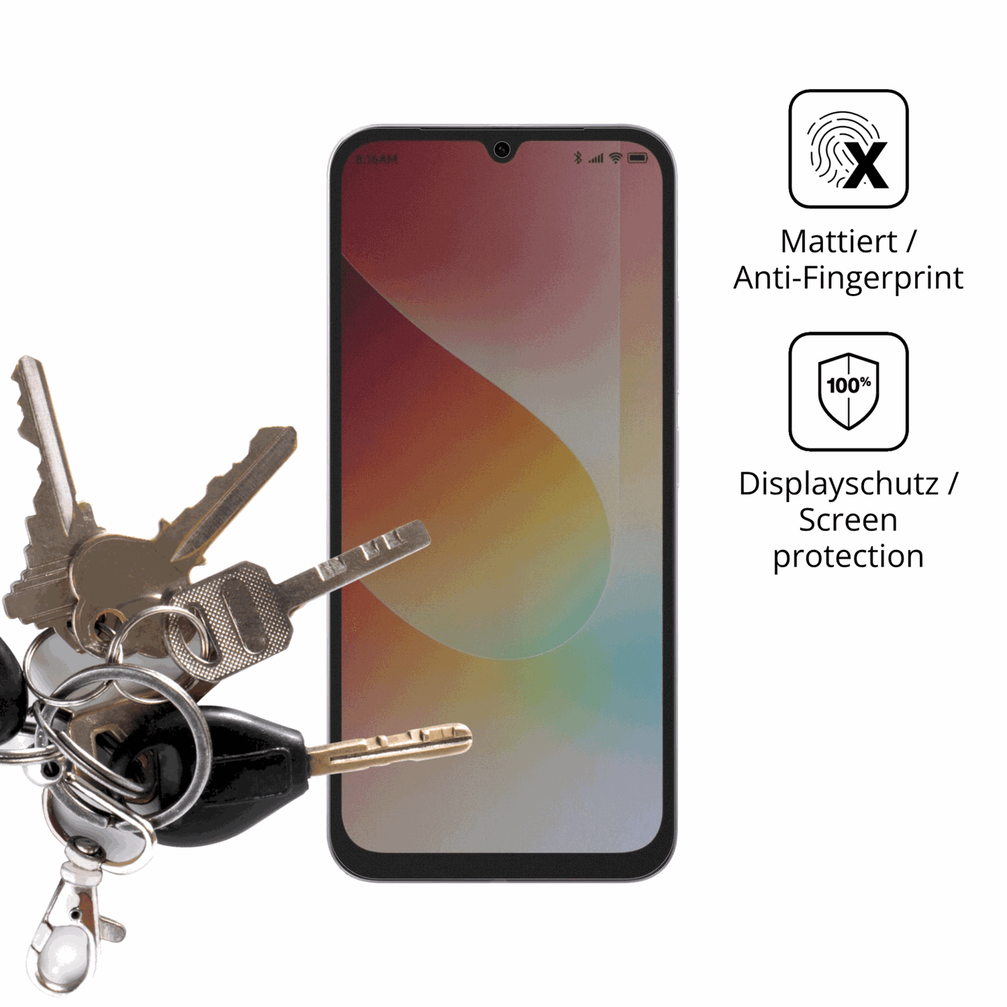dipos Displayschutz für Xiaomi Redmi 15A 5G, mattierte Oberfläche, Blickschutzfilter und perfekter Passform