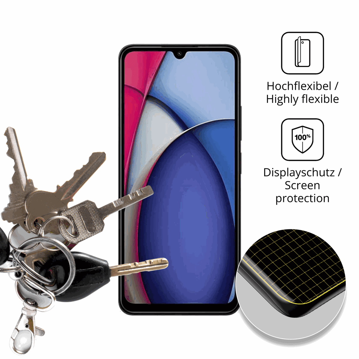 dipos Displayschutz für Xiaomi Redmi A3 Pro, transparente Oberfläche, geringe Dicke und perfekte Passform