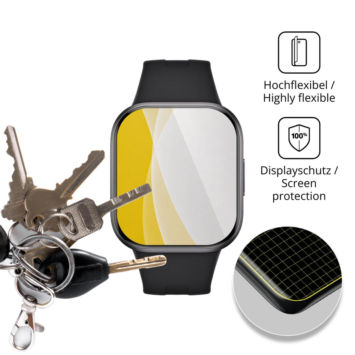 2x Screen Protector for Xiaomi Redmi Watch 6 Active Protective Film covers 100% dipos Flex