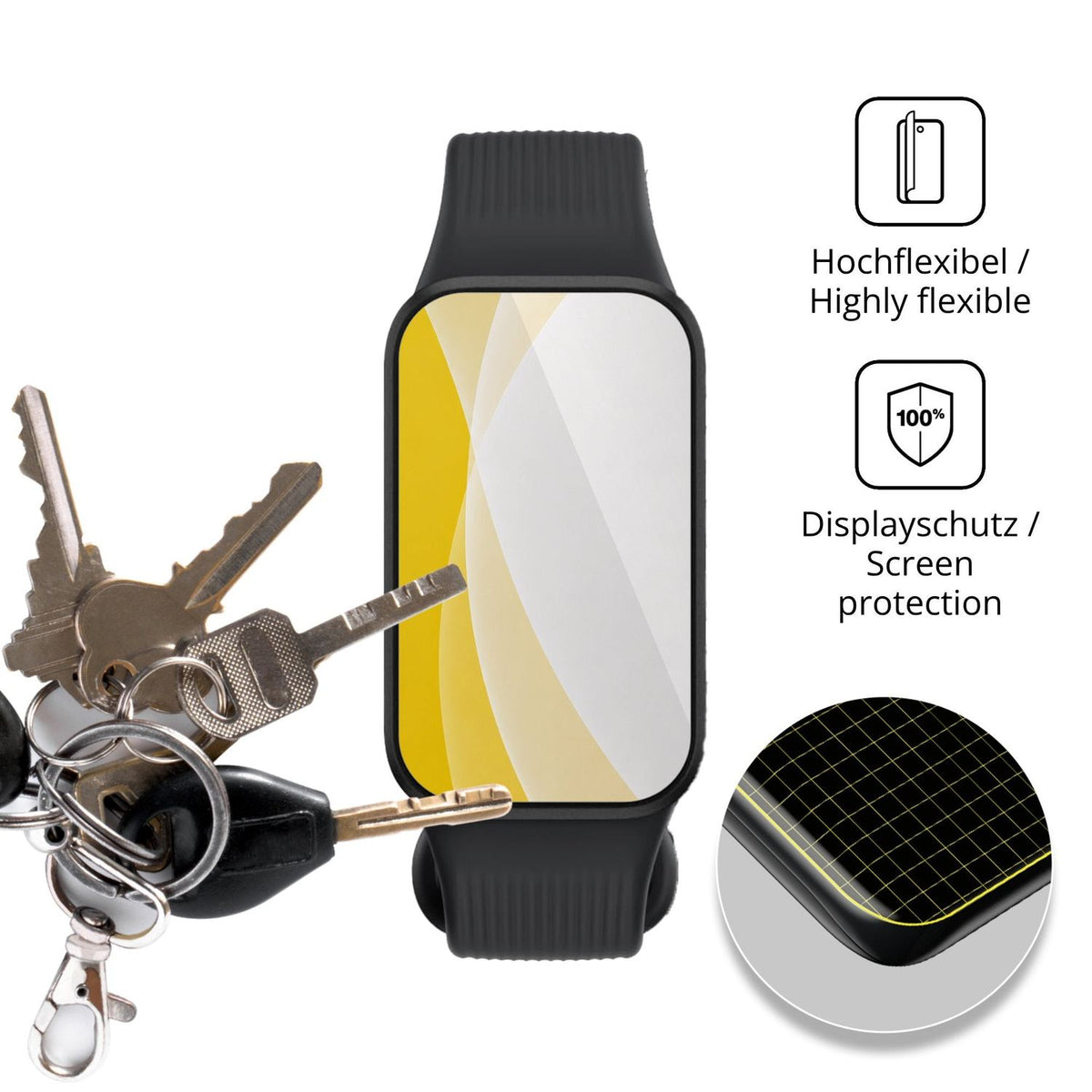 2x Screen Protector for Xiaomi Smart Band 11 Active Protective Film covers 100% dipos Flex