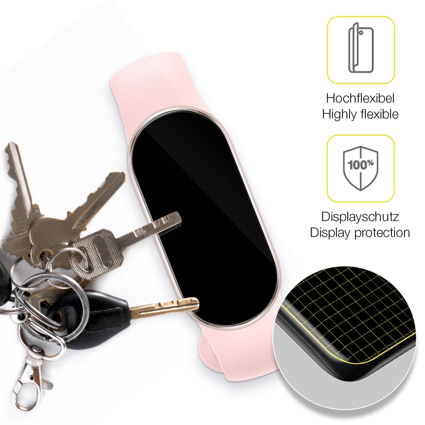 dipos Displayschutz für Xiaomi Smart Band 9, transparente Oberfläche, geringe Dicke und perfekte Passform