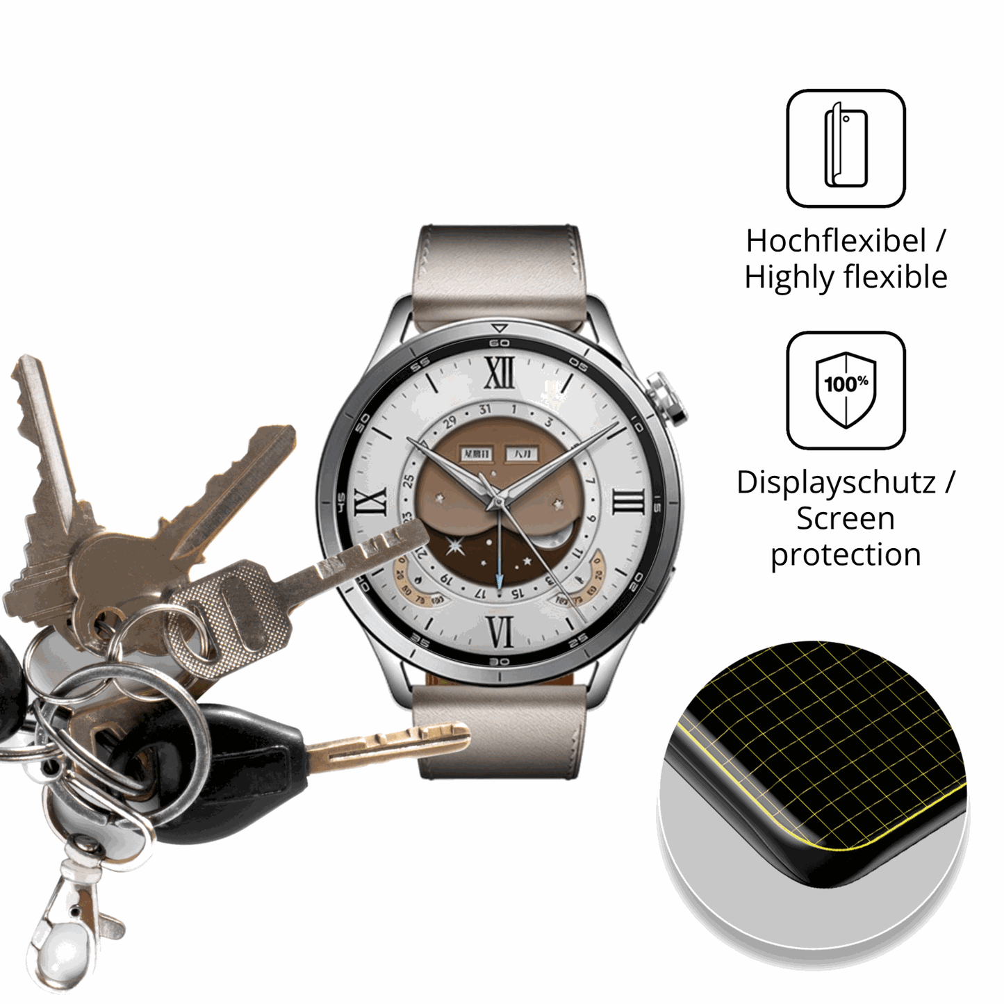 dipos Displayschutz für Xiaomi Watch S5, transparente Oberfläche, geringe Dicke und perfekte Passform