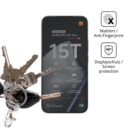dipos Displayschutz für Xiaomi 15T Pro, mattierte Oberfläche, Blickschutzfilter und perfekter Passform