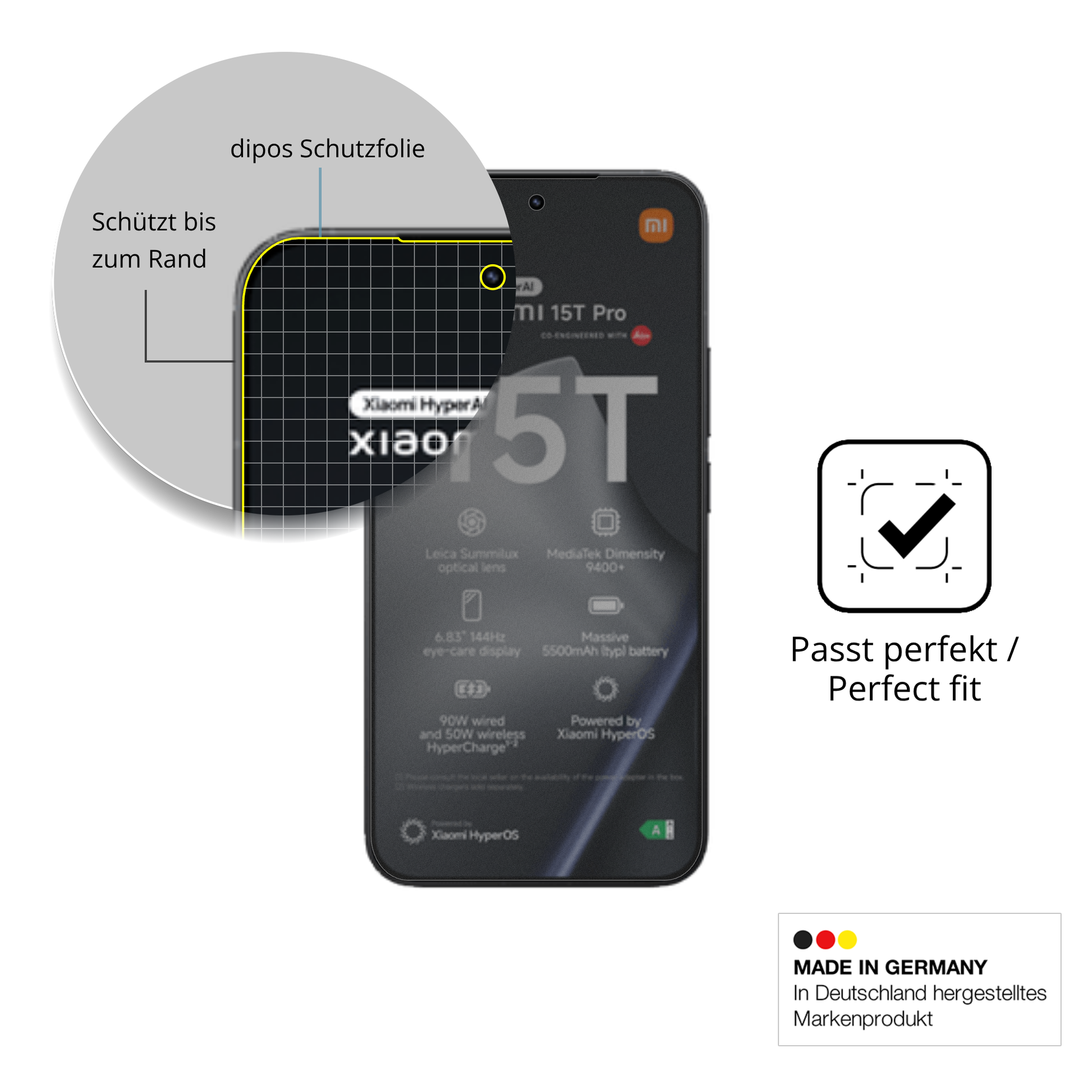 Schutz gegen Kratzer auf dem Xiaomi 15T Pro Glas durch Schlüssel oder Ähnliches
