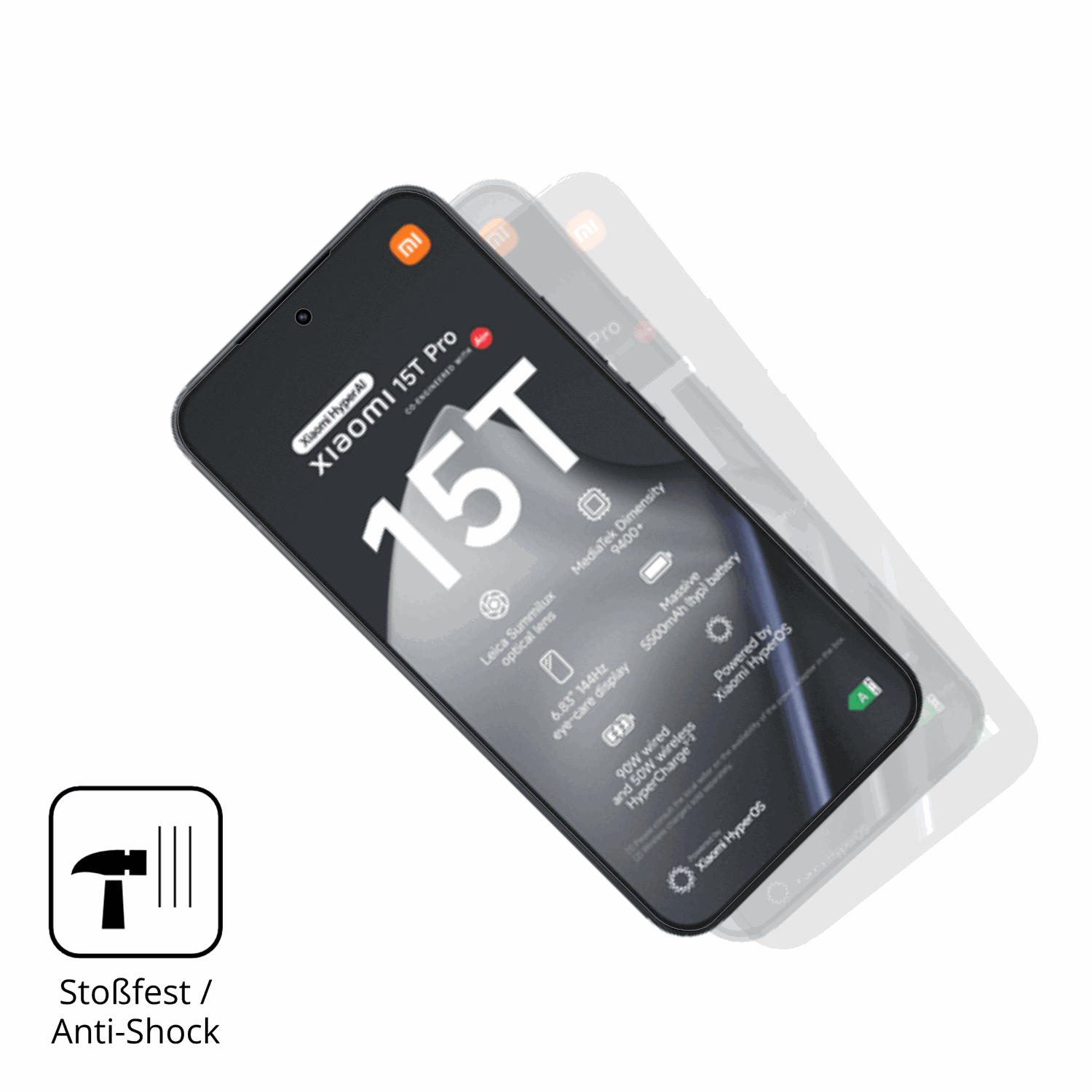 Schutz gegen Kratzer auf dem Xiaomi 15T Pro Glas durch Schlüssel, Stöße gegen die Tischkante oder Stürze