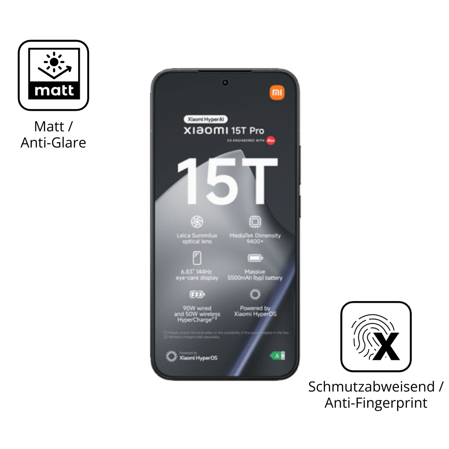 9H Hartbeschichtete, flexible Folie passend zugeschnitten für Xiaomi 15T Pro
