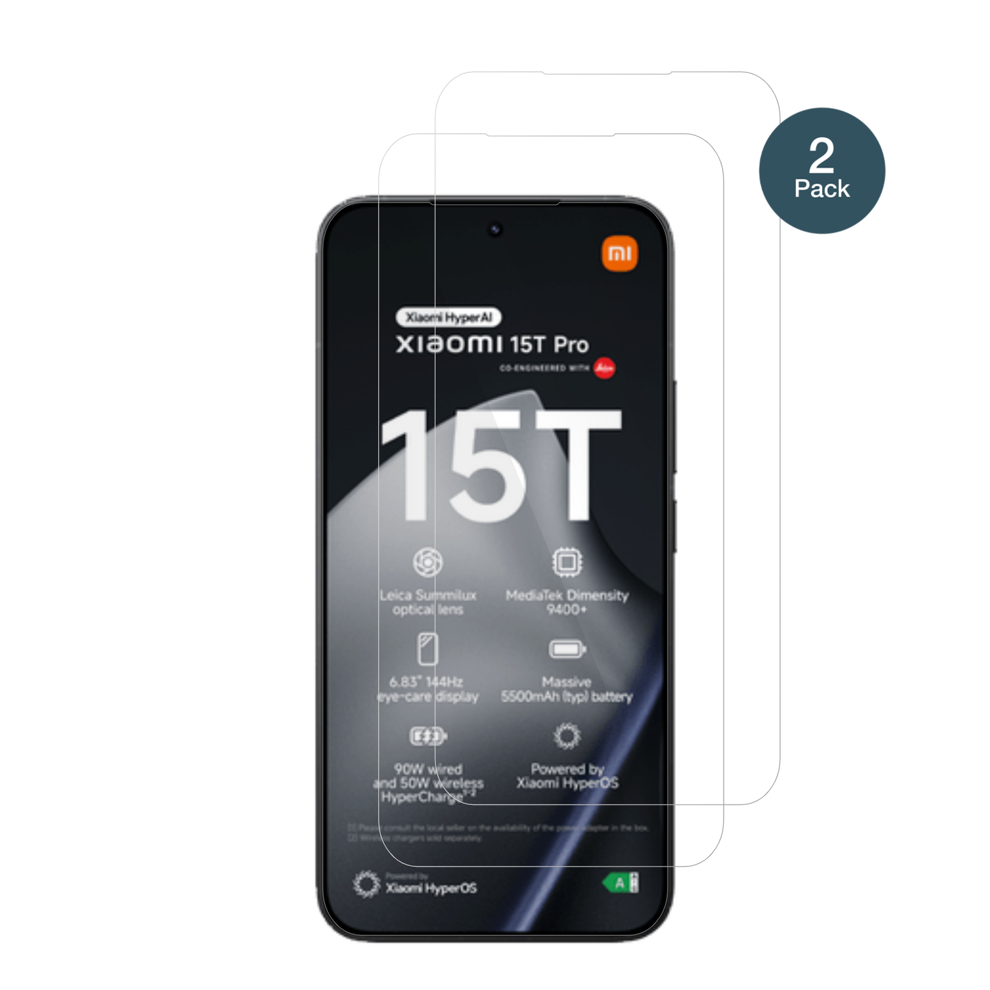 Xiaomi15T Pro mit aufgebrachter dipos Flex Schutzfolie, glasklare Darstellung ohne Einschränkungen