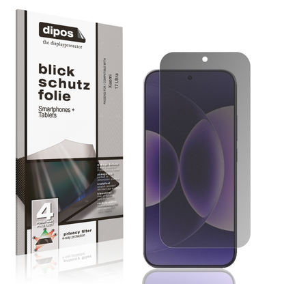 Blickschutzfolie von dipos passend für Xiaomi 17 Ultra, präziser Zuschnitt und blasenfrei montiert