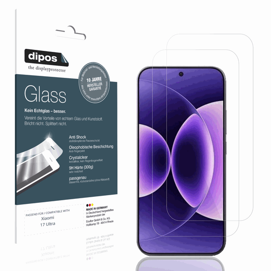 Klare Displayschutzfolie von dipos passend für Xiaomi 17 Ultra, 9H kratzfest und blasenfrei montiert
