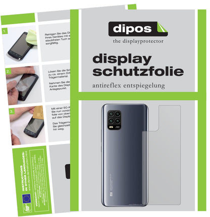 Matte Displayschutzfolie von dipos passend für Xiaomi Mi 10 Lite 5G Rückseite, präziser Zuschnitt und blasenfrei montiert