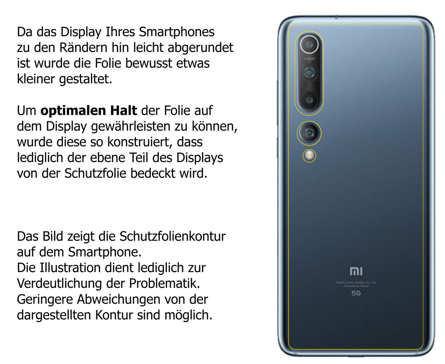 dipos Displayschutz für Xiaomi Mi 10 Pro Rückseite, transparente Oberfläche, perfekte Passform auch für die Rundungen