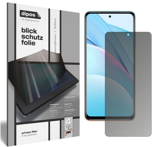 Blickschutzfolie von dipos passend für Xiaomi Mi 10T Lite, präziser Zuschnitt und blasenfrei montiert