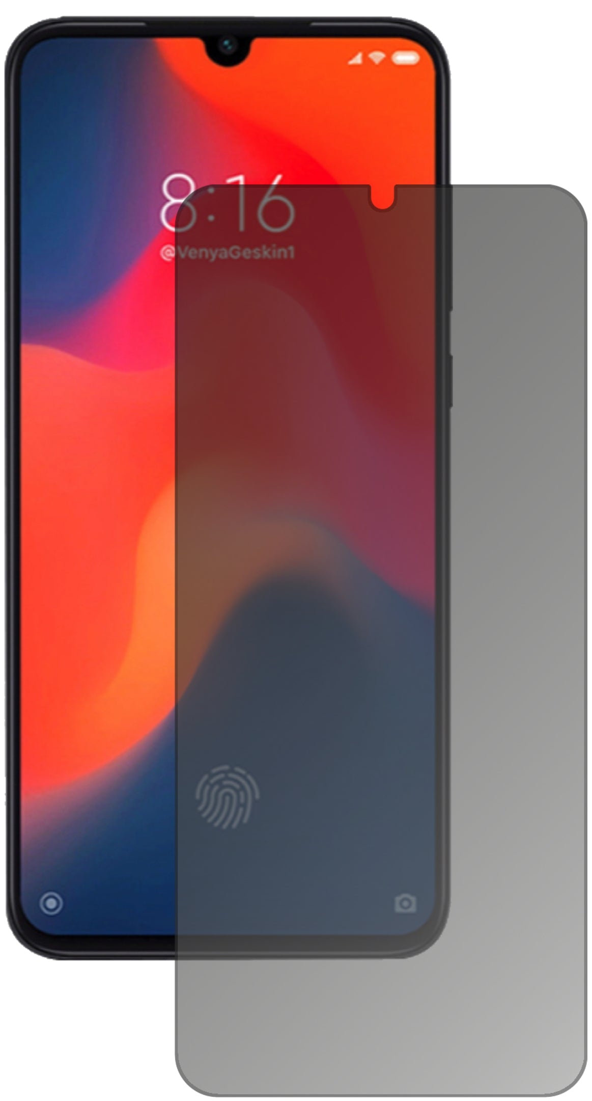 XiaomiMi 9 Pro mit aufgebrachtem dipos Displayschutz, der seitliche Einblicke blockiert