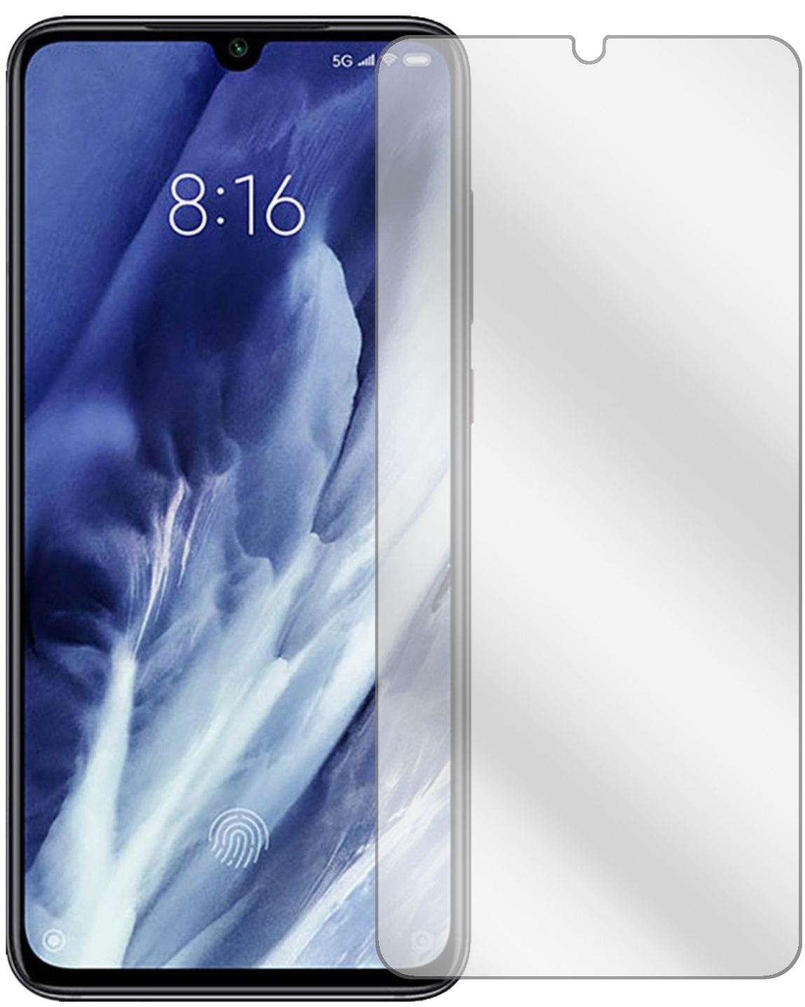 XiaomiMi 9 Pro 5G mit aufgebrachter dipos Displayschutzfolie, glasklare Darstellung ohne Einschränkungen