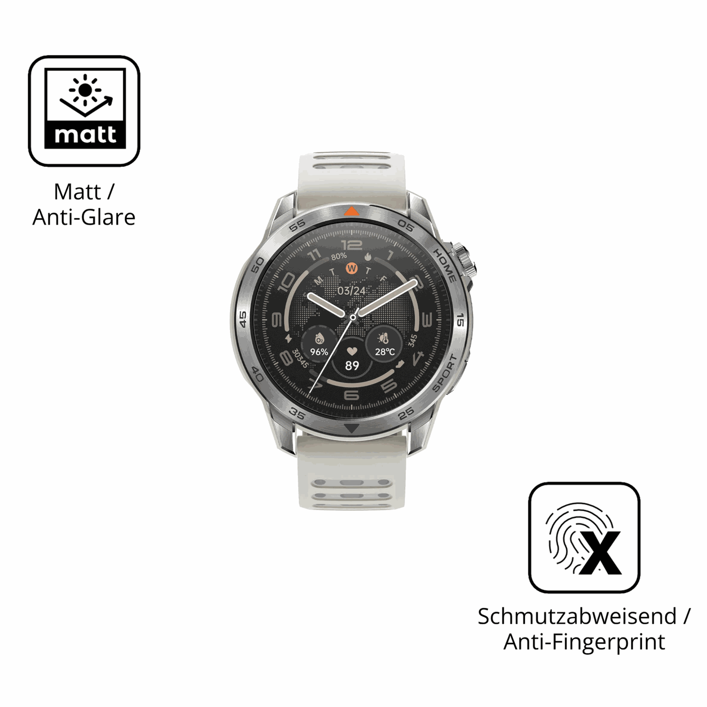 Dünne und entspiegelnde Folie passend zugeschnitten für Xiaomi Mibro GS Pro 2