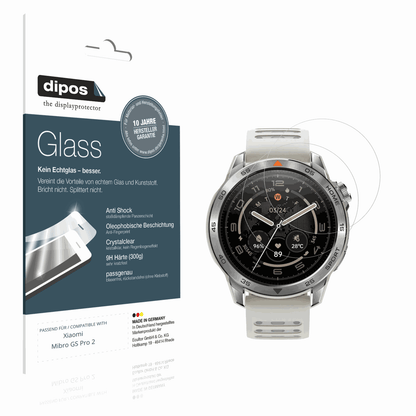 Klare Displayschutzfolie von dipos passend für Xiaomi Mibro GS Pro 2, 9H kratzfest und blasenfrei montiert