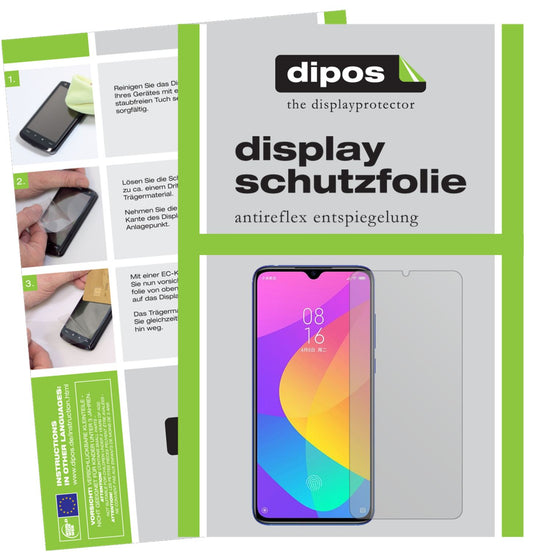 Matte Displayschutzfolie von dipos passend für Xiaomi Mi 9 Lite, präziser Zuschnitt und blasenfrei montiert