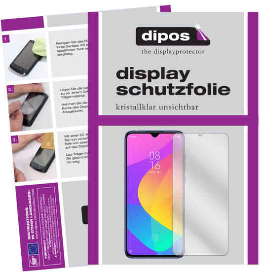 Klare Displayschutzfolie von dipos passend für Xiaomi Mi 9 Lite, präziser Zuschnitt und blasenfrei montiert
