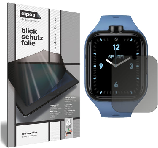 Blickschutzfolie von dipos passend für Xiaomi Mi Kids Watch 4 Pro, präziser Zuschnitt und blasenfrei montiert