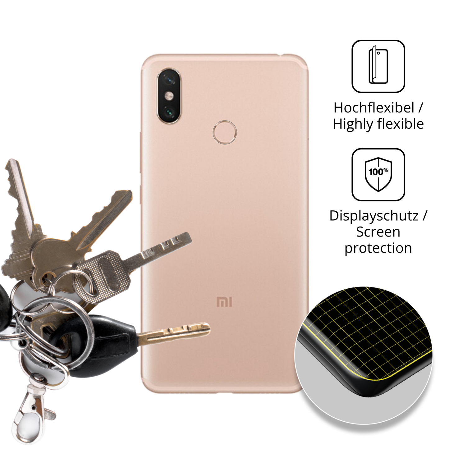 dipos Displayschutz für xiaomimi max 3 rückseite, transparente Oberfläche, geringe Dicke und perfekte Passform