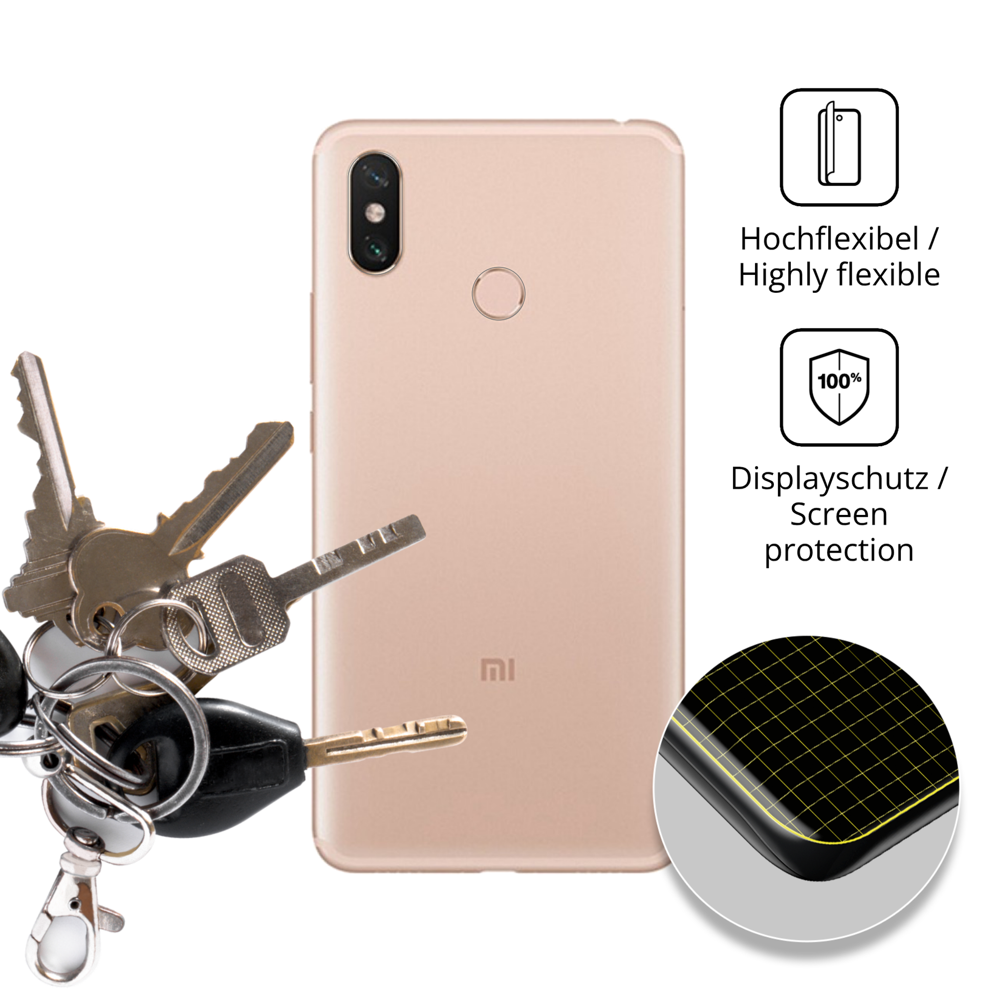 dipos Displayschutz für xiaomimi max 3 rückseite, transparente Oberfläche, geringe Dicke und perfekte Passform