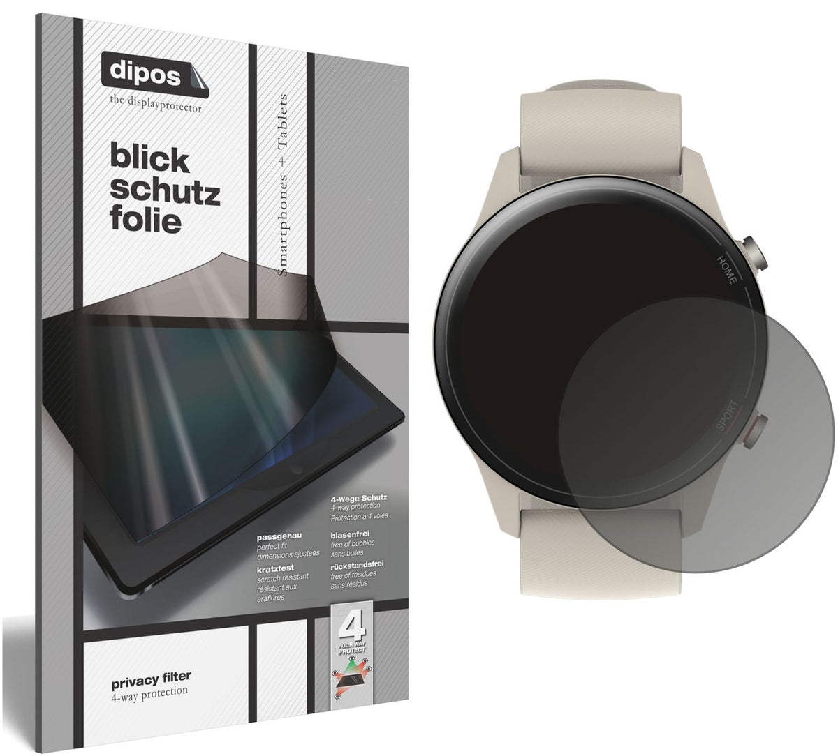 Screen Protector for Xiaomi Mi Watch Privacy Filter 4-Way Protection dipos