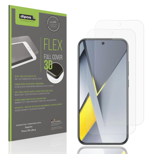 Matte Displayschutzfolie von dipos passend für Xiaomi Poco F8 Ultra, 100% Displayabdeckung und blasenfreie Montage