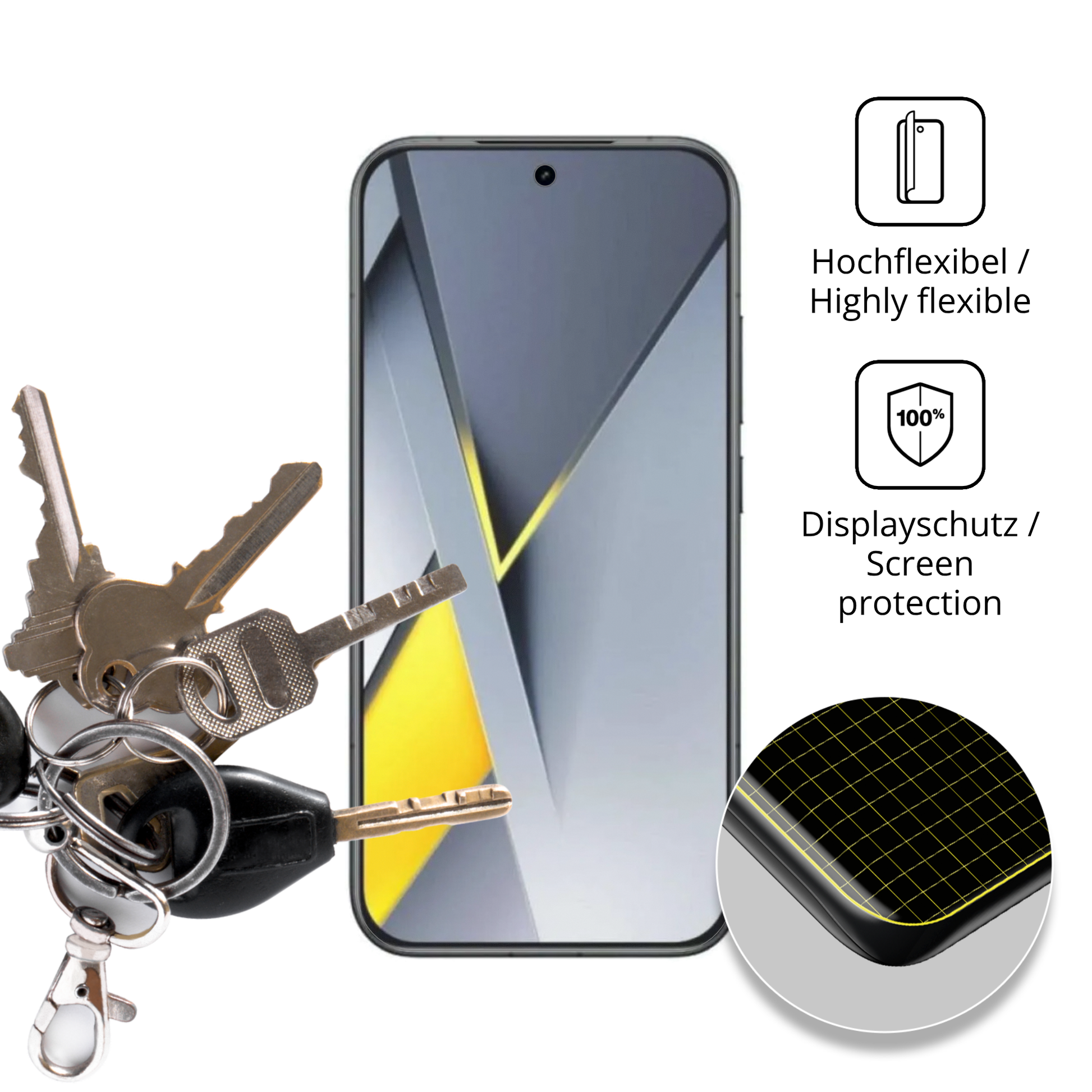 dipos Displayschutz für Xiaomi Poco F8 Ultra, transparente Oberfläche, perfekte Passform auch für die Rundungen